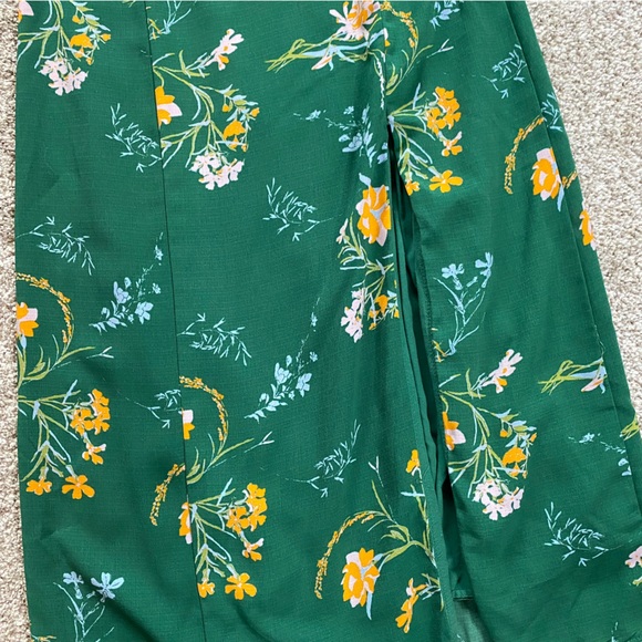 Urban Outfitters April Tie-Back Midi Slip Dress, Small, Green Floral EUC - Picture 5 of 12